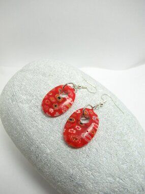 Red Millefiori component earrings